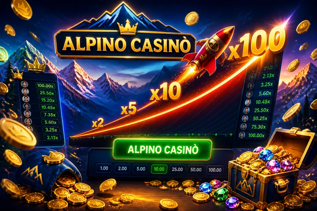 Crash game in stile Aviator su Alpino Casinò con razzo e moltiplicatore x100
