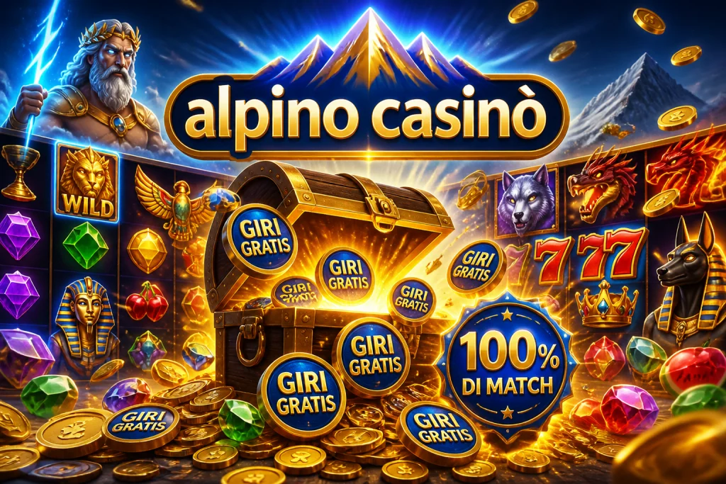 Bonus di benvenuto Alpino Casinò: forziere con 300 giri gratis e badge 100%